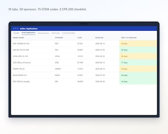Federal Grant Tracker Pro, NSF NIH USDA Spreadsheet Template