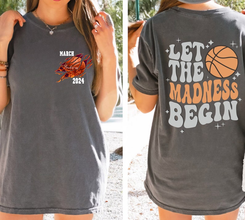 Let The Madness Begin Shirt, March 2024 Madness Shirt, Kids Basketball Shirt, Funny Basketball Shirt,College Basketball,Basketball Lover Tee zdjęcie 6