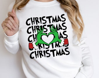 Retro Grincmas Shirt, Christmas Grinc Sweatshirt, Merry Christmas Grinch T-shirt, Funny Christmas Tee Gift, Grinch Heart Love Shirt