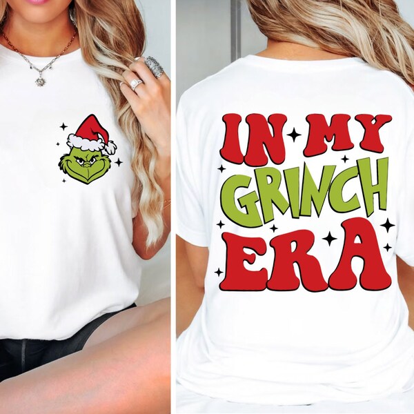 In My Grinch Era two sided Christmas Shirt, Grinch Era Sweatshirt, Retro Christmas Shirt, Merry Christmas T-shirt, Merry Gricmas Sweater