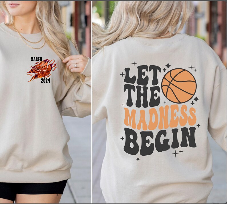 Let The Madness Begin Shirt, March 2024 Madness Shirt, Kids Basketball Shirt, Funny Basketball Shirt,College Basketball,Basketball Lover Tee zdjęcie 3