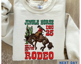 Jingle Horse Rodeo Sweatshirt, Cowboy Weihnachten Shirt, Weihnachten Western Shirt, Weihnachtsgeschenk Shirt, Country Weihnachten T-Shirt