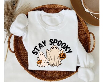 Stay Spooky Sweatshirt, Halloween Sweatshirt, Halloween Gift Shirt, Spooky Season Shirt Womens Halloween Sweatshirt, , Ghost Halloween Shirt