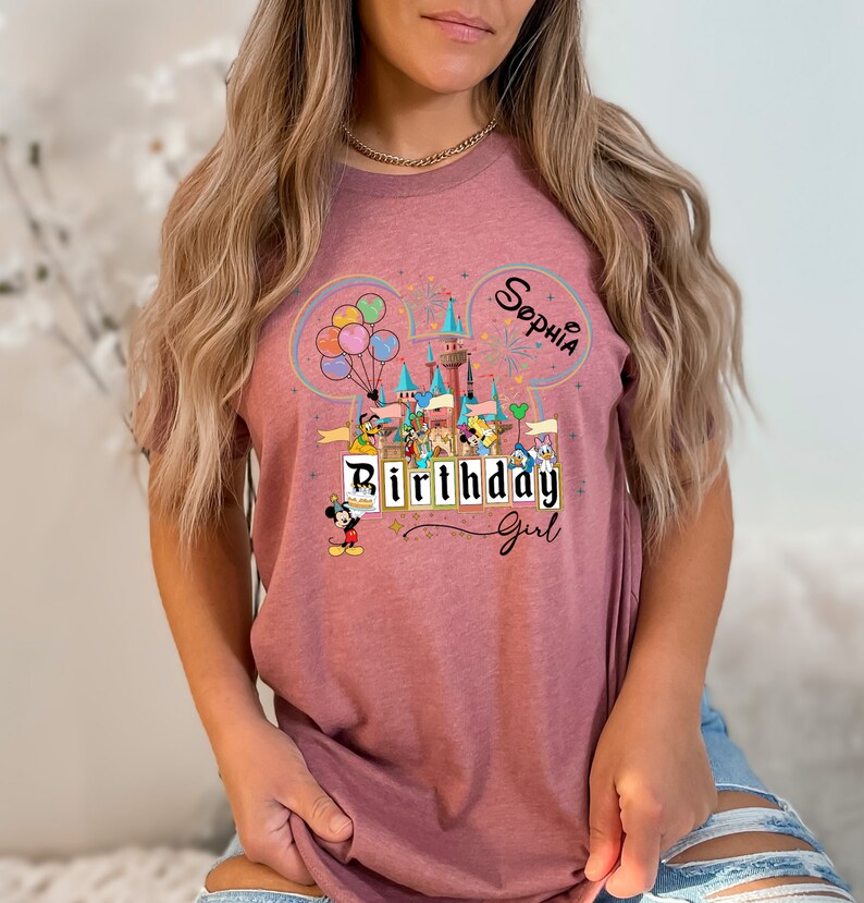Custom Disney Birthday Girl Shirt, Customized Birthday Shirt, Gift for Birthday, Birthday Girl Sweatshirt, Disneyland Birthday, Gift For Her image 5