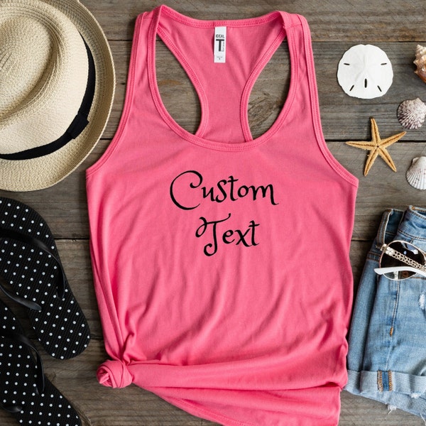 Custom Design Tank Top für Frauen, personalisiertes Tank Top, Shirt mit benutzerdefiniertem Text, personalisiertes Logo Racerback Tank, Frauen Racerback Tank Tops