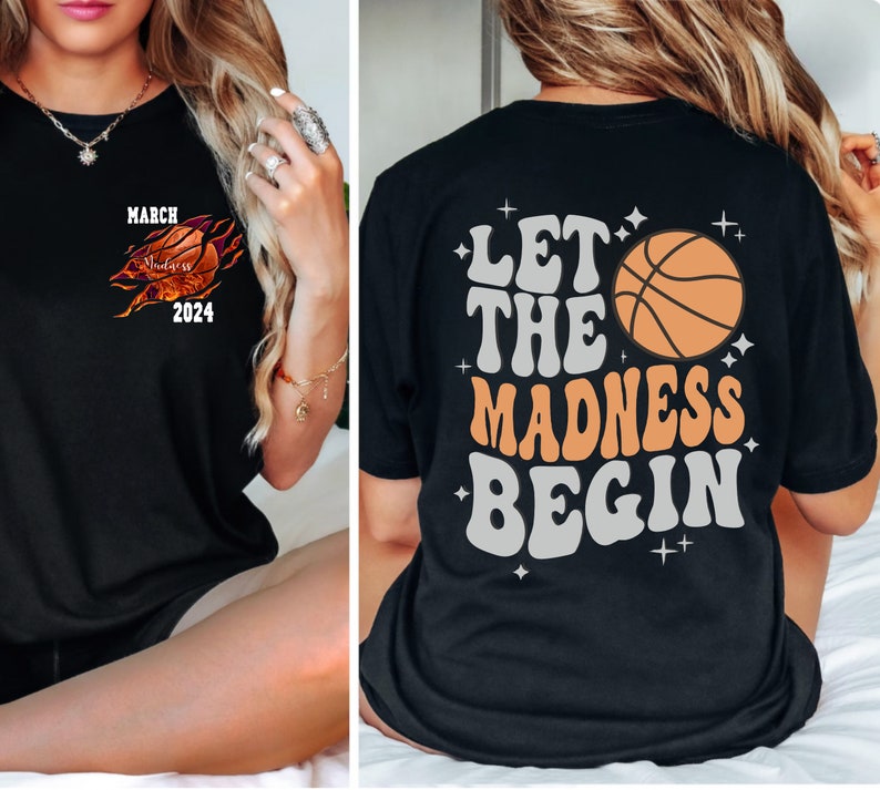 Let The Madness Begin Shirt, March 2024 Madness Shirt, Kids Basketball Shirt, Funny Basketball Shirt,College Basketball,Basketball Lover Tee zdjęcie 2