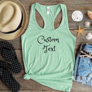 Custom Design Tank Top for Women, Personalized Tank Top, Custom Text Shirt, Personalized Logo Racerback Tank, Women RacerbackTankTops image 3