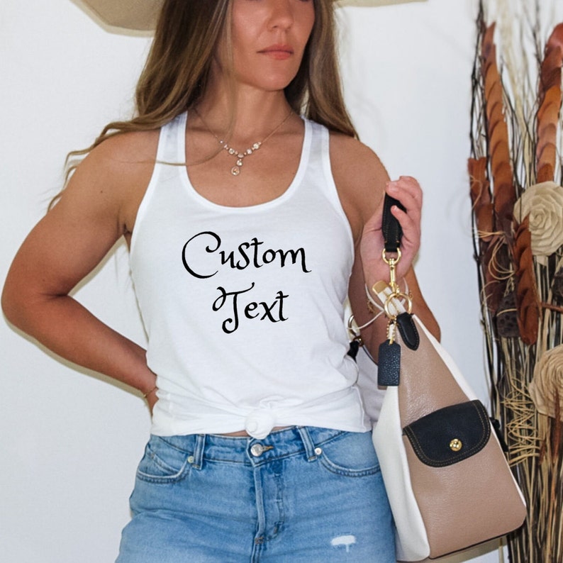 Custom Design Tank Top for Women, Personalized Tank Top, Custom Text Shirt, Personalized Logo Racerback Tank, Women RacerbackTankTops image 4