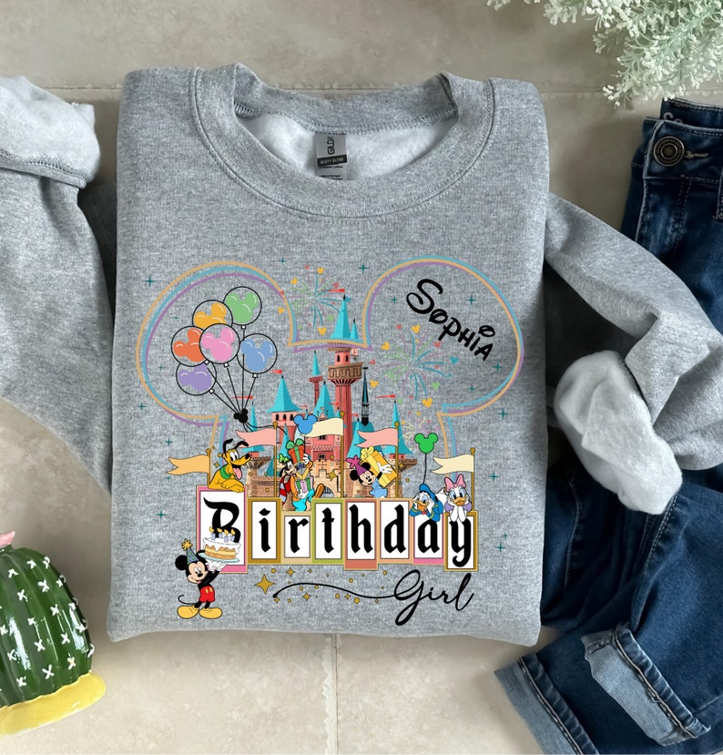 Custom Disney Birthday Girl Shirt, Customized Birthday Shirt, Gift for Birthday, Birthday Girl Sweatshirt, Disneyland Birthday, Gift For Her image 6