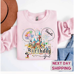 Custom Disney Birthday Girl Shirt, Customized Birthday Shirt, Gift for Birthday, Birthday Girl Sweatshirt, Disneyland Birthday, Gift For Her image 4