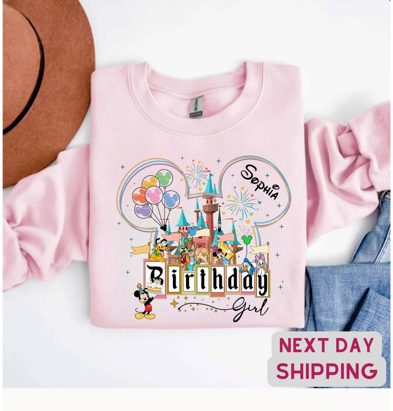 Custom Disney Birthday Girl Shirt, Customized Birthday Shirt, Gift for Birthday, Birthday Girl Sweatshirt, Disneyland Birthday, Gift For Her image 4