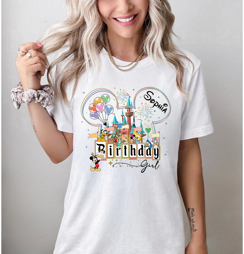 Custom Disney Birthday Girl Shirt, Customized Birthday Shirt, Gift for Birthday, Birthday Girl Sweatshirt, Disneyland Birthday, Gift For Her image 1
