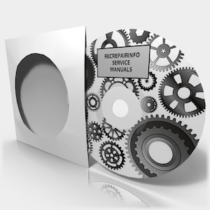 May include: A white CD with a silver case. The CD has a design of gears and the text "RECREPAIRINFO SERVICE MANUALS".