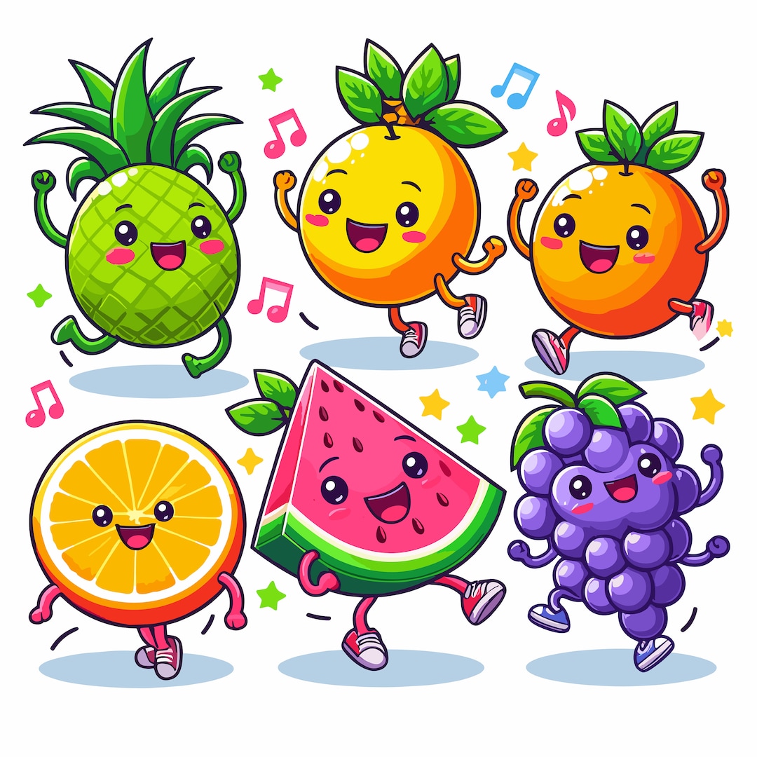 Dancing Fruits, Dancing Fruit, Fruits Svg, Fruits Clipart, Fruits Png