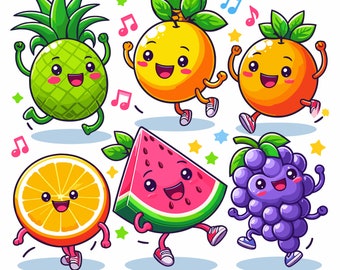 dancing fruits, dancing fruit, fruits svg, fruits clipart, fruits png, happy fruits, svg, png, clipart, vector, fruits vector