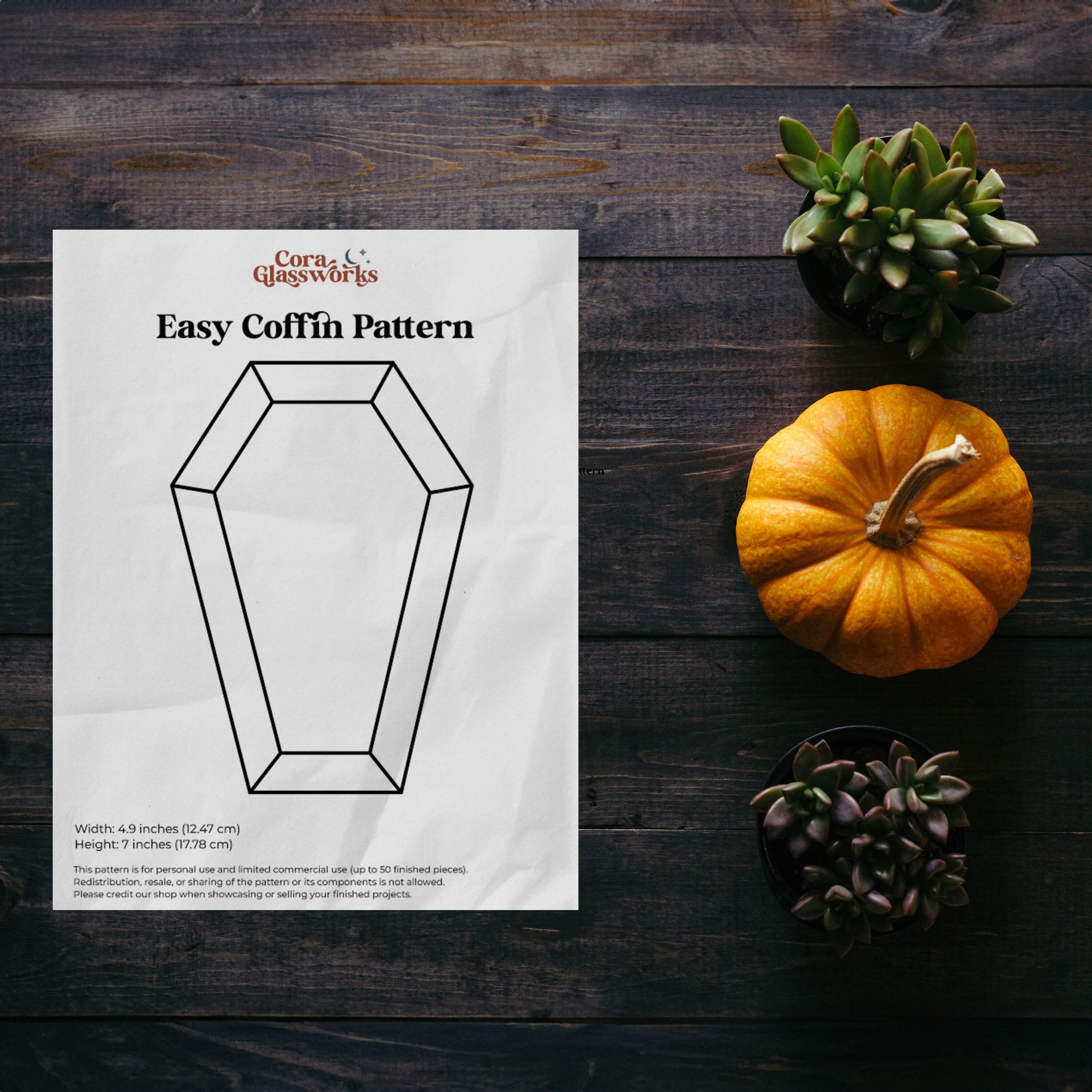 Easy Coffin Stained Glass Pattern with SVG