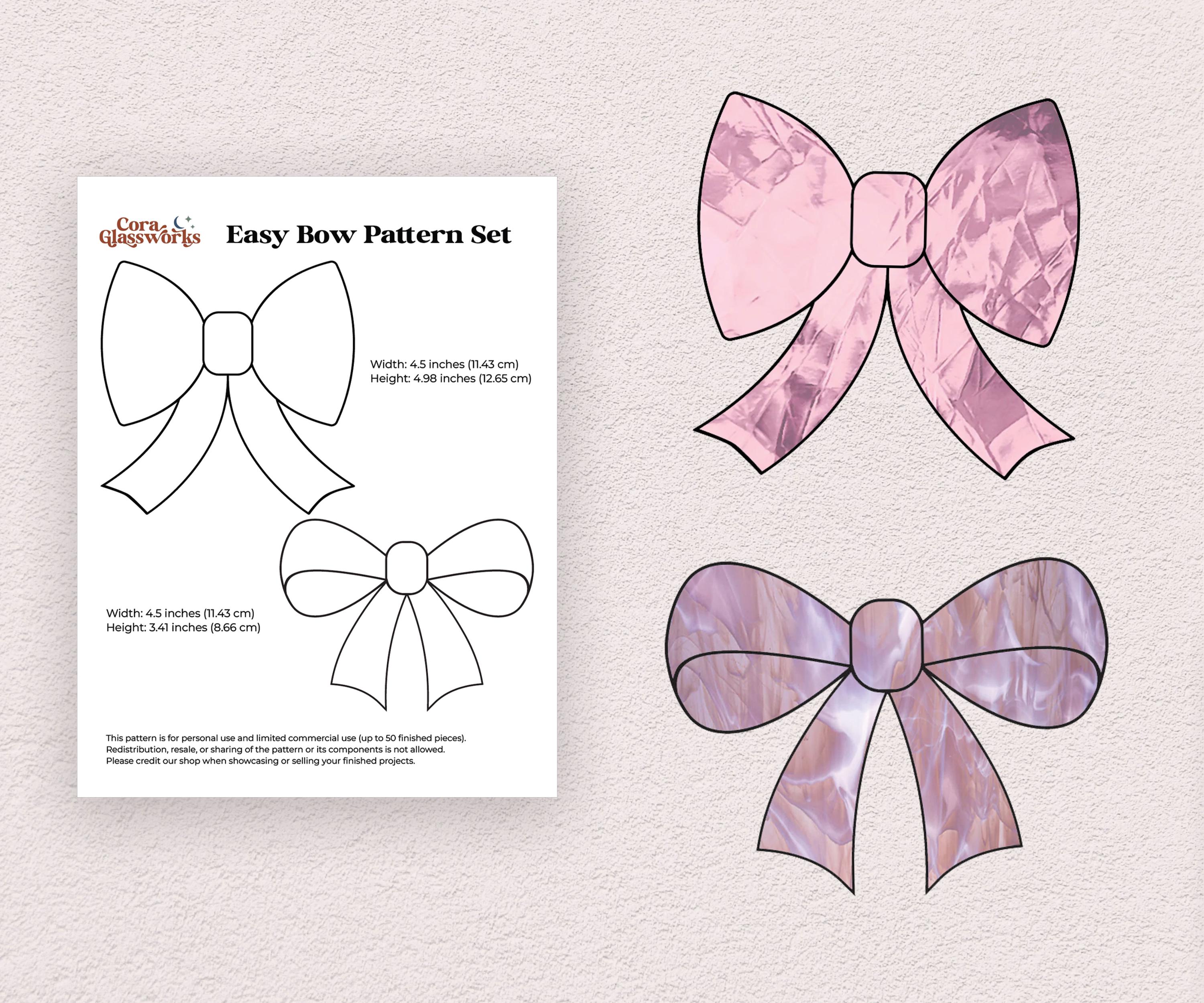 Easy Bow Stained Glass Pattern Set of 5 with SVG - Thumbnail 2