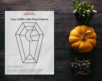 Easy Coffin with Moon Stained Glass Pattern with SVG