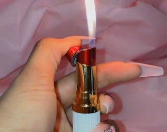 Fancy Lipstick Lighter - Cute Lipstick Candle Lighter l Lighter Accessories, candle Lighter aesthetic, fancy cigarette lighter encendedor