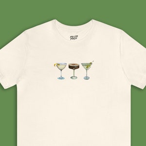 Martini Trifecta Tshirt, Espresso Martini Print, Martini Glasses, Espresso Martini, Shirt with Dirty Martini, Dry Martini Top