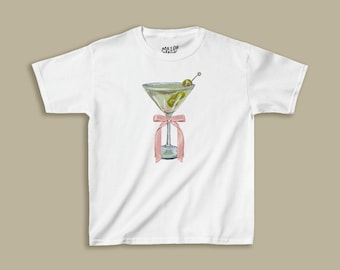 Bow Martini Baby Tee, Martini Shirt, Y2K Baby Tee, Bow Tshirt, Dirty Martini Baby Tee, Baby Cropped Tee, Martini Tee, Cute Martini Baby Tee