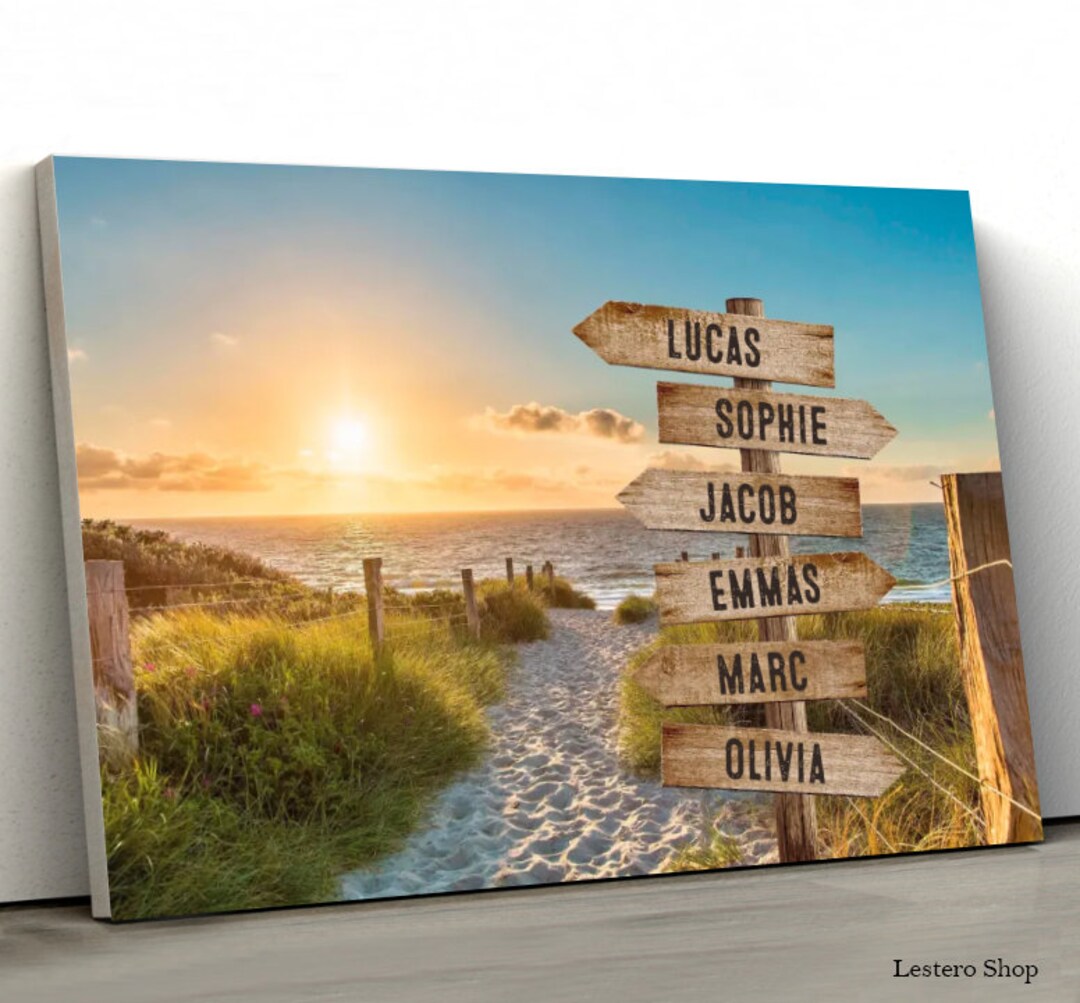 Custom Multiname Family Signpost Canvas Personalized Etsy