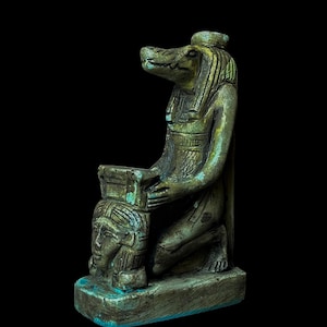 Egyptian goddess Taweret statue symbol with Goddess Hathor, Goddess Taweret ( Sobek crocodile), Egyptian Antiques.