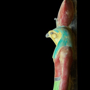Rare large Falcon Egyptian God RA statue, God of the sun, God Ra God of the Sky. God Ra with Sun disk.