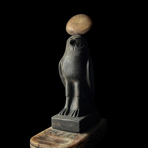 Rare Falcon Egyptian God RA statue, God of the sun, God Ra God of the Sky. God Ra with Sun disk.