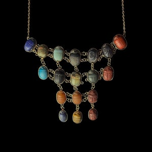 Egyptian Scarab pendant necklace, Scarab pectoral from Ancient Egypt, natural stone Scarabs Necklace