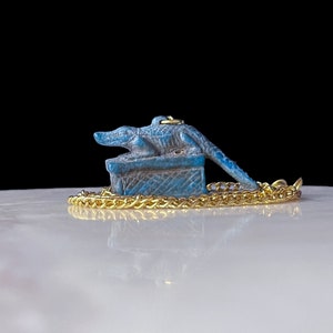 Porcelain Egyptian God Sobek Amulet: Crocodile Pendant