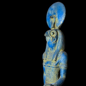 Rare Falcon Egyptian God RA statue, God of the sun, God Ra God of the Sky. God Ra with Sun disk.
