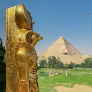 Rare Falcon Egyptian God RA statue, God of the sun, God Ra God of the Sky. God Ra with Sun disk.