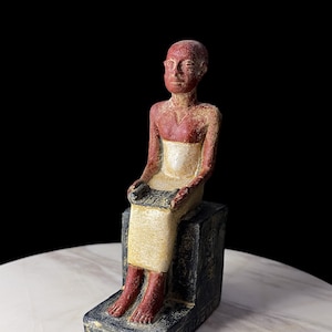 Museum Imhotep Statue - Ancient Egyptian Engineer Imhotep - the builder of Djoser&#39;s unprecedented step pyramid complex