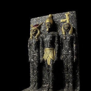 The Triad of Menkaure Replica Statue, Authentic Egyptian Museum Design, Perfect for Home Decor, Unique History Lover&#39;s Gift.