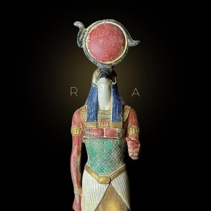 Rare Falcon Egyptian God RA statue, God of the sun, God Ra God of the Sky. God Ra with Sun disk.
