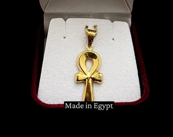 Collar con colgante Ankh de oro de 18 quilates: dije egipcio de la llave de la vida