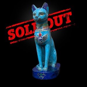Egyptian Goddess Bastet statue, The Egyptian Cat Bastet made from Natural Gemstones, Bastet statues for sale.