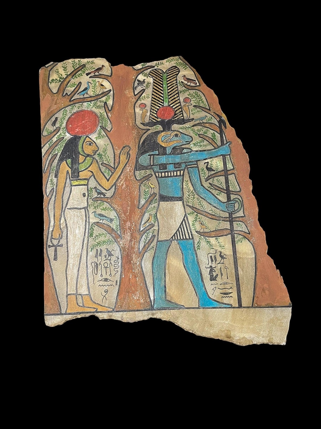 古代エジプトの壁画レリーフ：クヌム神とセクメト女神の芸術 - Etsy 日本