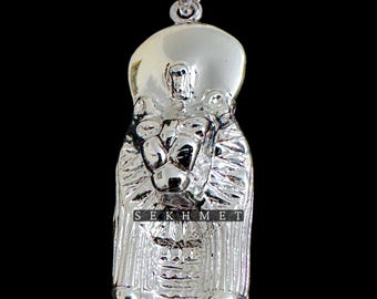 Sterling Silver Sekhmet Pendant: Egyptian Goddess Charm Necklace