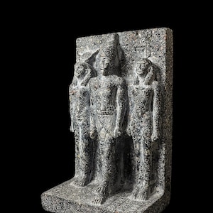 The Triad of Menkaure Replica Statue, Authentic Egyptian Museum Design, Perfect for Home Decor, Unique History Lover&#39;s Gift.