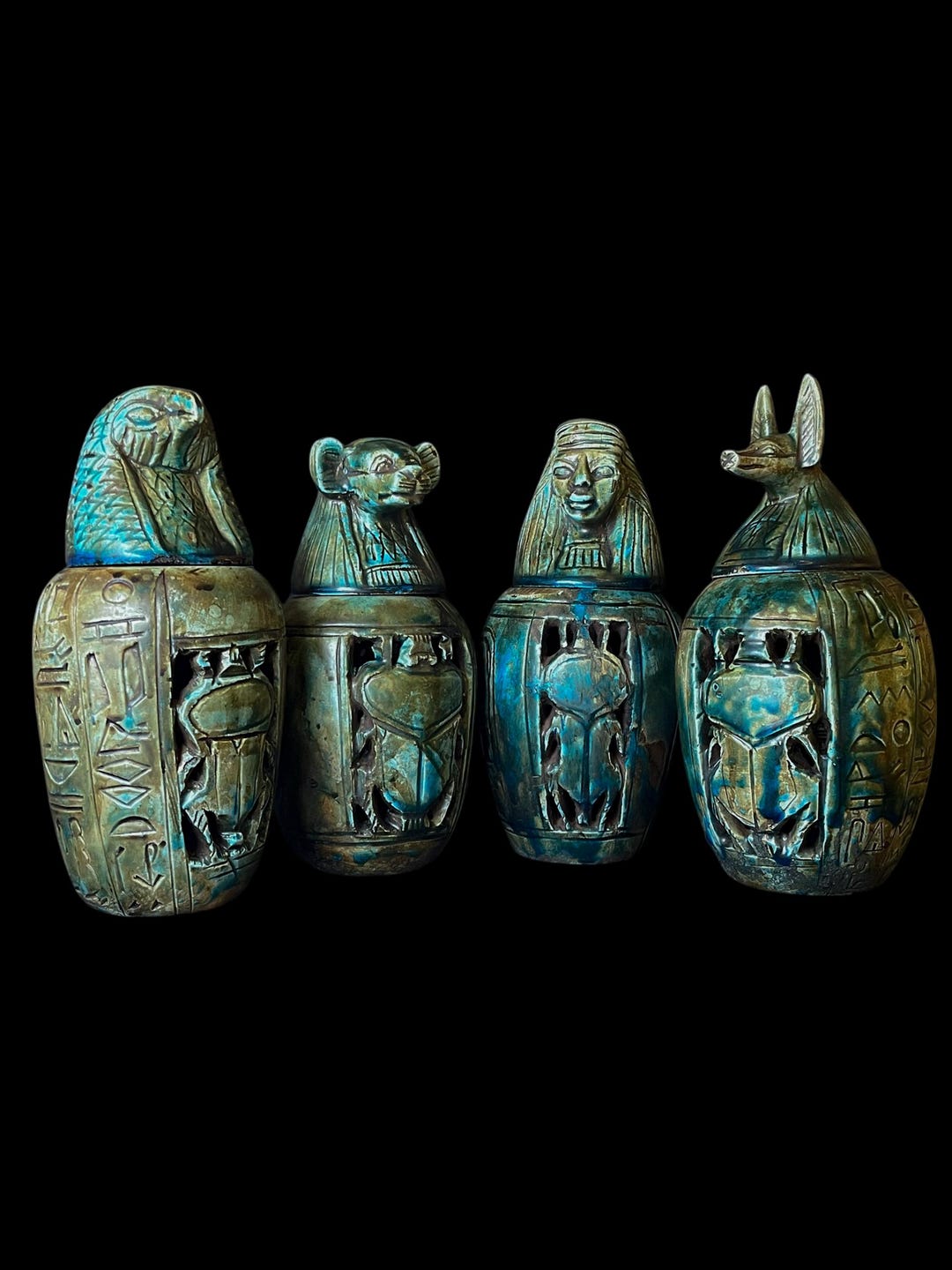 Ancient Egyptian Canopic Jars Figures - Sons of Horus Figurines - God ...