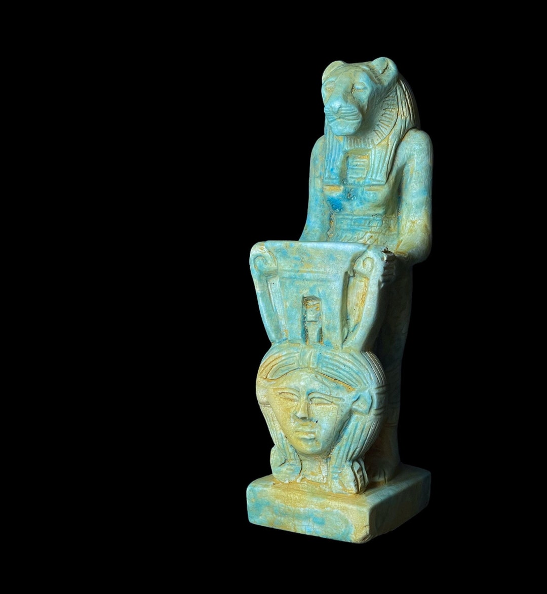 Egyptian Goddess Sekhmet Protecting Hathor Statue - Etsy