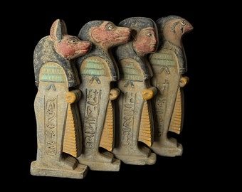 Ancient Egyptian Canopic Jars figures - Sons of Horus Figurines - God Horus sons