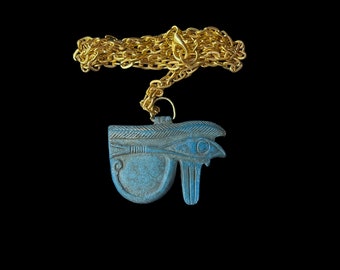 Eye of Horus amulet from Ancient Egypt, Eye of Horus / Eye of RA pendant necklace made from porcelain