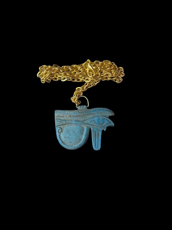 Amulette égyptienne Antique - Œil D'Horus En Faïence - Vert - Ancienne, Provenance Assouan