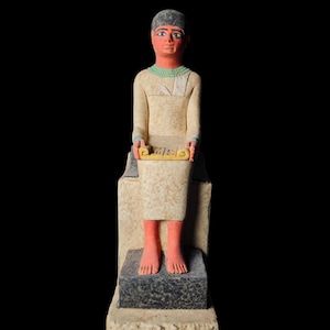 Museum Imhotep Statue - Ancient Egyptian Engineer Imhotep - the builder of Djoser&#39;s unprecedented step pyramid complex