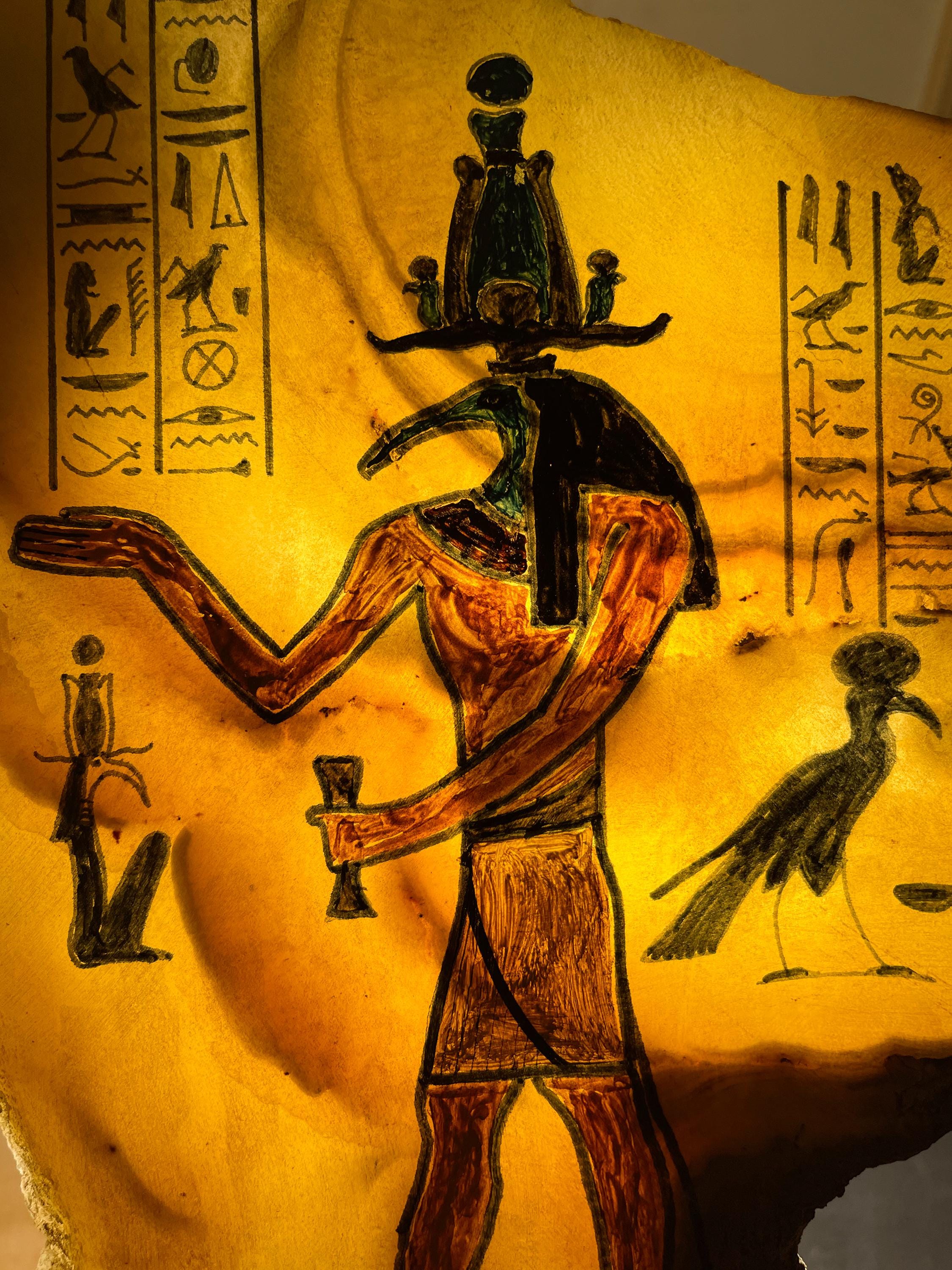 古代エジプトの神トートの壁画レリーフ - 手作りの壁アート - Etsy 日本