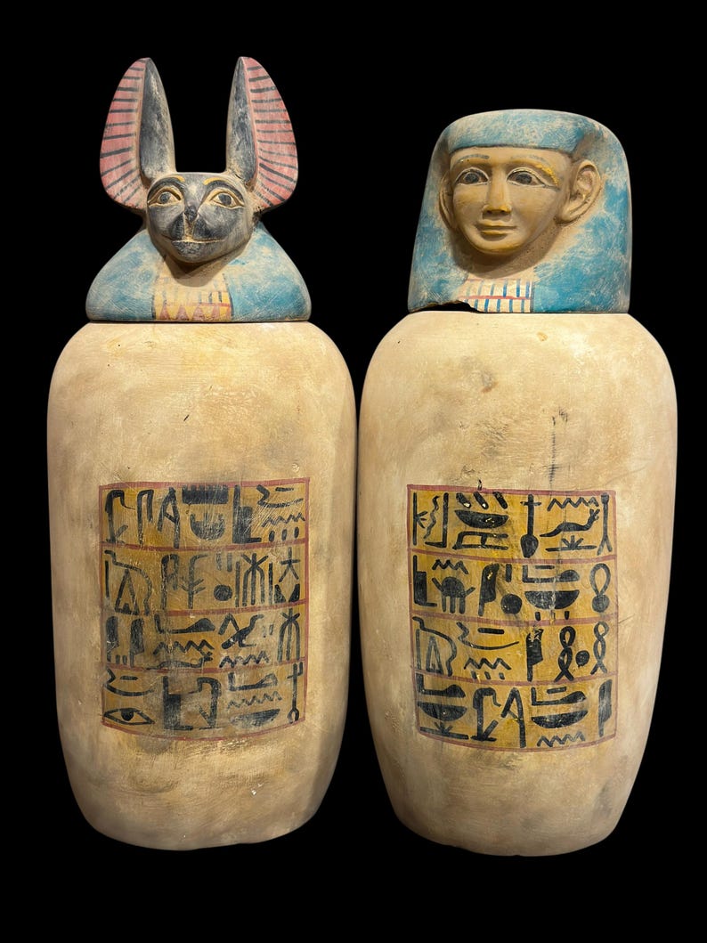 Ancient Egyptian Canopic Jars: Sons of Horus Figurines - Etsy