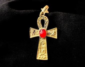 Colgante de llave de la vida Ankh egipcia de latón